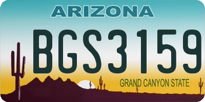 AZ license plate BGS3159