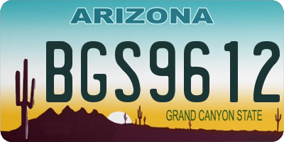 AZ license plate BGS9612
