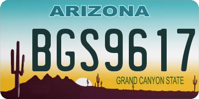 AZ license plate BGS9617