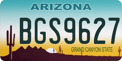 AZ license plate BGS9627