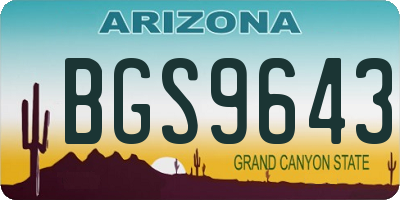 AZ license plate BGS9643