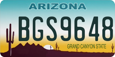 AZ license plate BGS9648