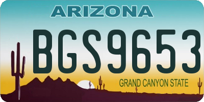 AZ license plate BGS9653