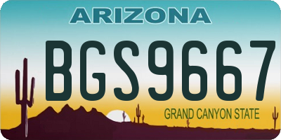 AZ license plate BGS9667
