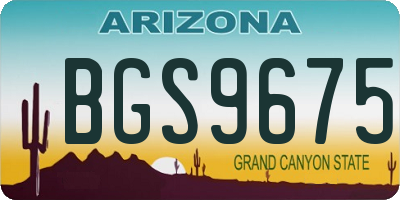 AZ license plate BGS9675