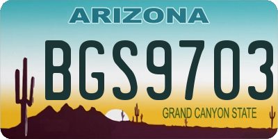 AZ license plate BGS9703