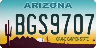 AZ license plate BGS9707