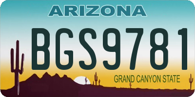 AZ license plate BGS9781