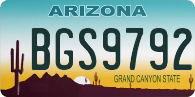 AZ license plate BGS9792