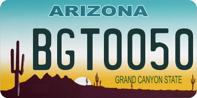 AZ license plate BGT0050