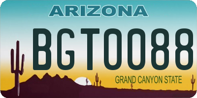 AZ license plate BGT0088