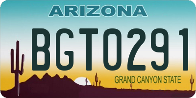 AZ license plate BGT0291
