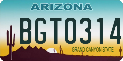 AZ license plate BGT0314