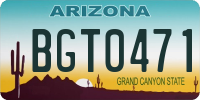 AZ license plate BGT0471