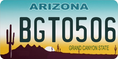 AZ license plate BGT0506