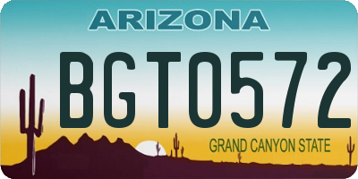 AZ license plate BGT0572