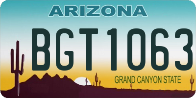 AZ license plate BGT1063