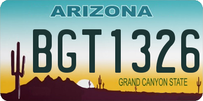 AZ license plate BGT1326