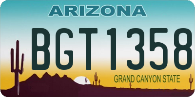 AZ license plate BGT1358