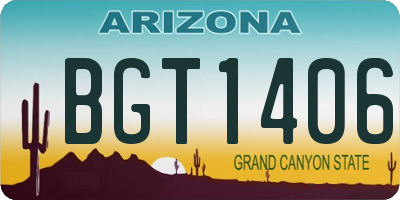 AZ license plate BGT1406