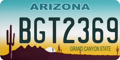 AZ license plate BGT2369