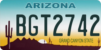 AZ license plate BGT2742