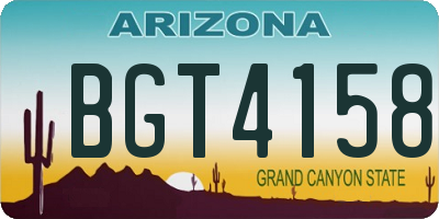 AZ license plate BGT4158