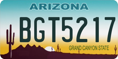 AZ license plate BGT5217