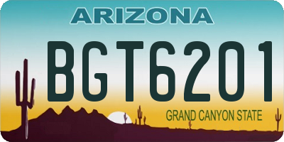 AZ license plate BGT6201