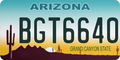 AZ license plate BGT6640