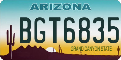AZ license plate BGT6835