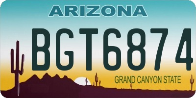 AZ license plate BGT6874