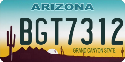 AZ license plate BGT7312