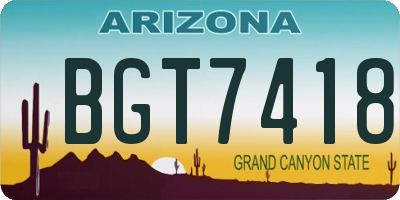 AZ license plate BGT7418