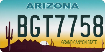 AZ license plate BGT7758