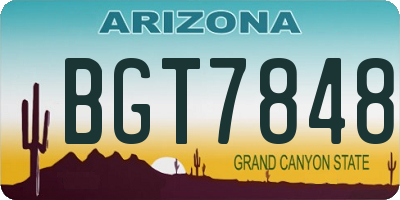 AZ license plate BGT7848