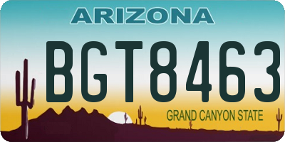AZ license plate BGT8463