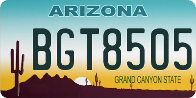 AZ license plate BGT8505