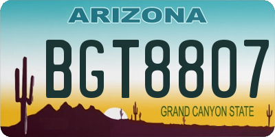 AZ license plate BGT8807