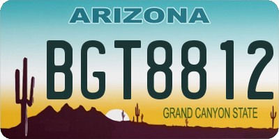 AZ license plate BGT8812