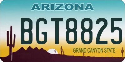AZ license plate BGT8825