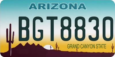 AZ license plate BGT8830