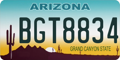 AZ license plate BGT8834