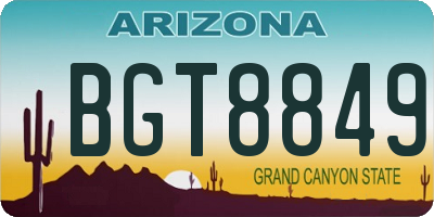 AZ license plate BGT8849