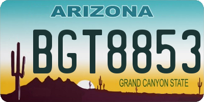 AZ license plate BGT8853