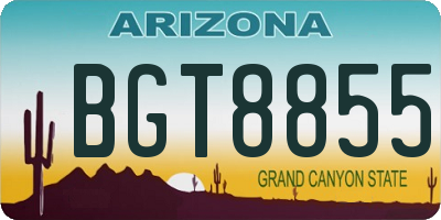 AZ license plate BGT8855