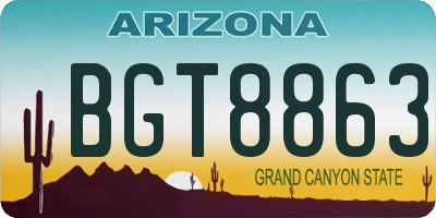 AZ license plate BGT8863