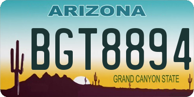 AZ license plate BGT8894