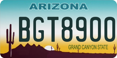 AZ license plate BGT8900