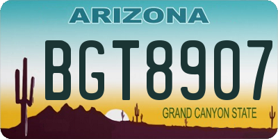AZ license plate BGT8907